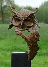 Competenza-wijsheid is een bronzen beeld van een oehoe| bronzen beelden en tuinbeelden van Jeanette Jansen |